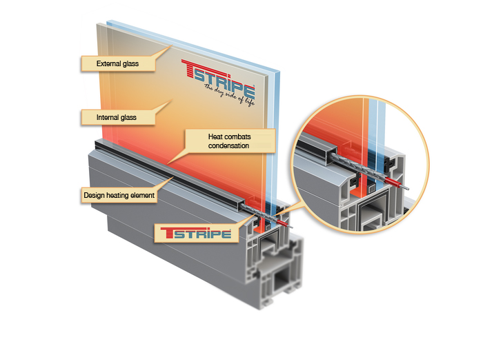 Heating element at window