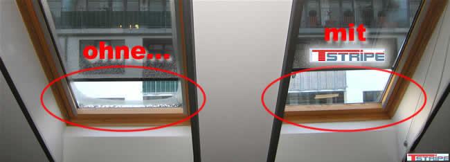 trockene Fenster mit derT-STRIPE Fenster-heizung
